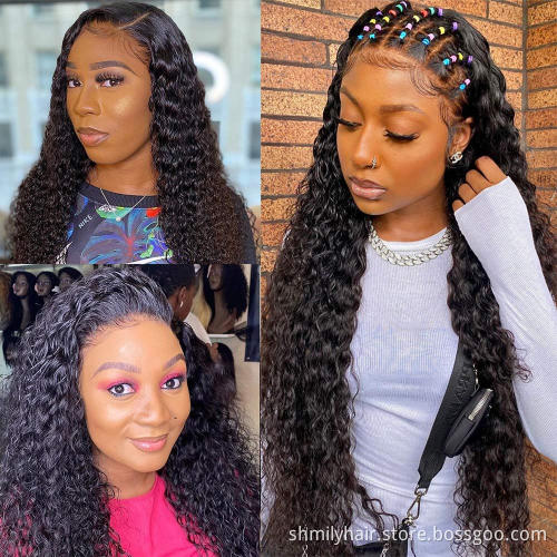 Factory Direct Indian Human Hair Vendors Deep Wave Lace Front 13x6 Wigs Indian Raw Virgin Remy Human Hair Deep Curly Wave Wig